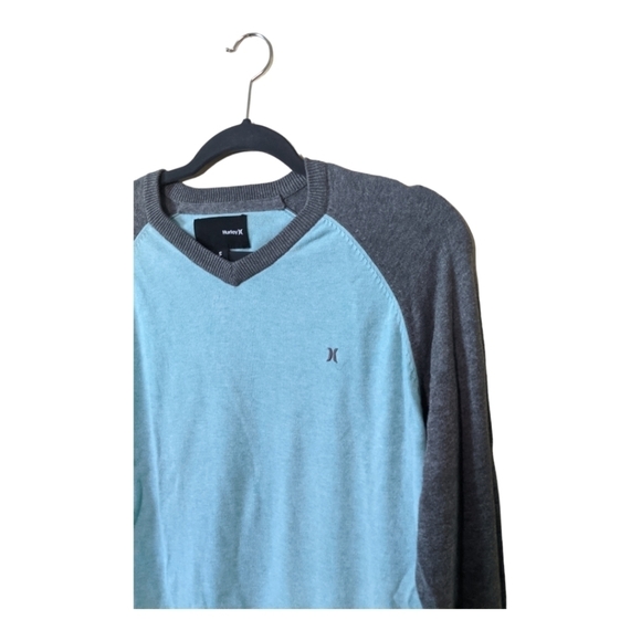 Hurley Cotton Long Sleeve V Neck Pullover Sweater Men's S Blue/Gray - Picture 2 of 6